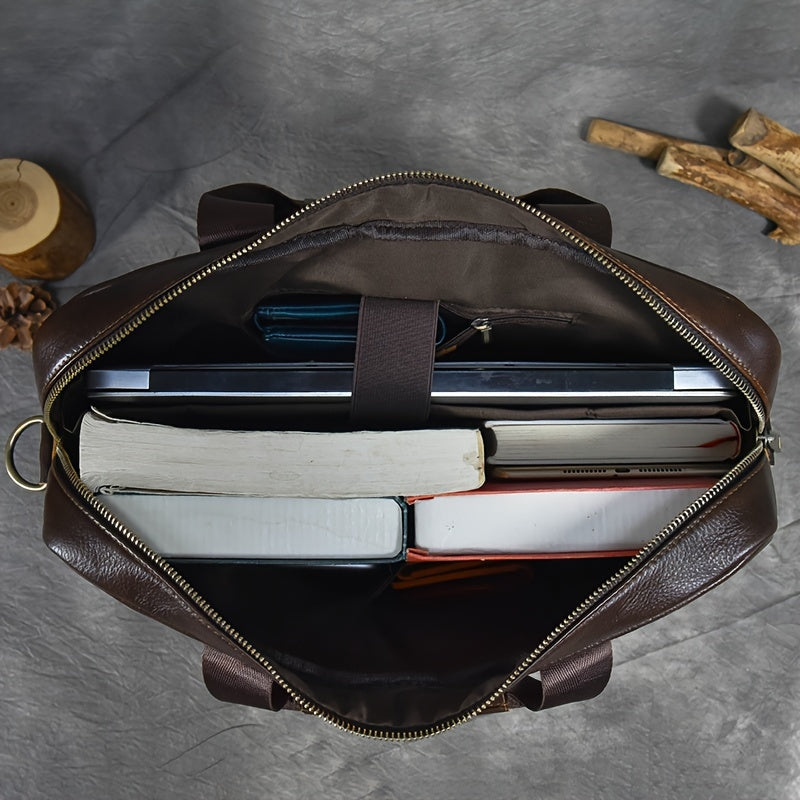 Barrett | Cowhide Leather Crossbody Messenger Work Laptop Handbag