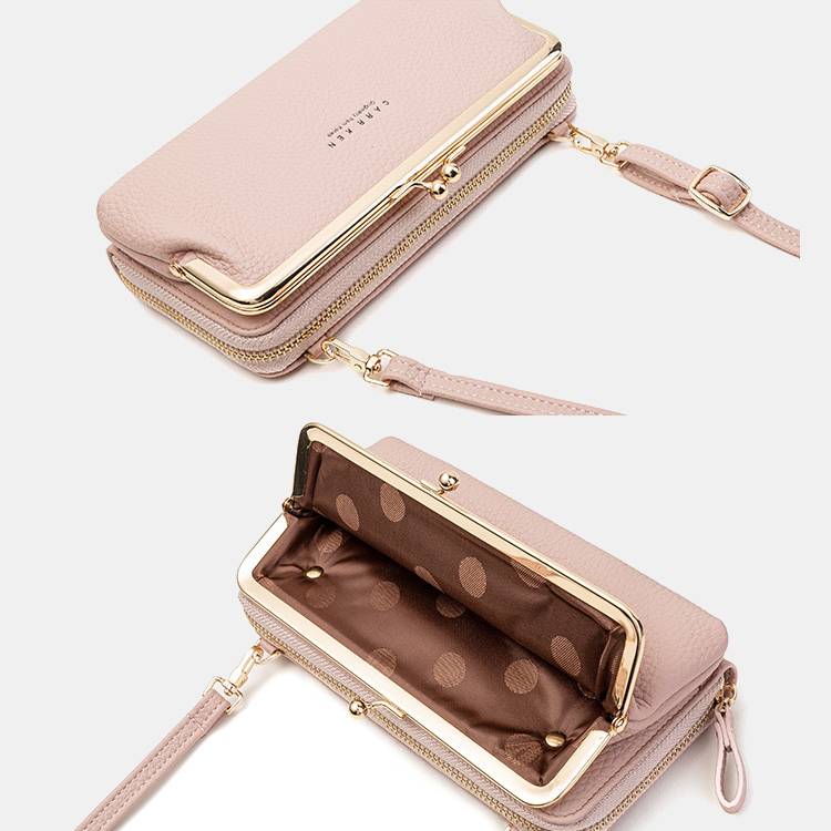 Spacious and Versatile Kiss-lock Crossbody Phone Bag