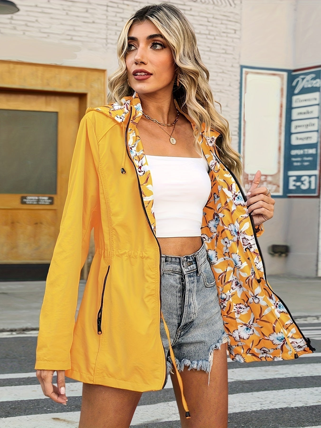 Ellah | Trendy Floral Print Summer Hoddie Jacket
