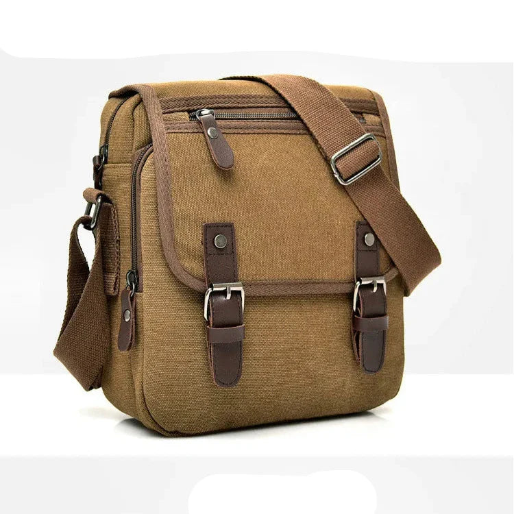Raul | Small Multi-Pocket Canvas Crossbody Messenger Bag