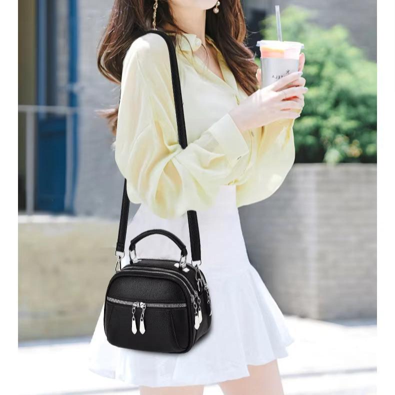 Kaeli | Small Compact Multi-Zip Crossbody Handbag