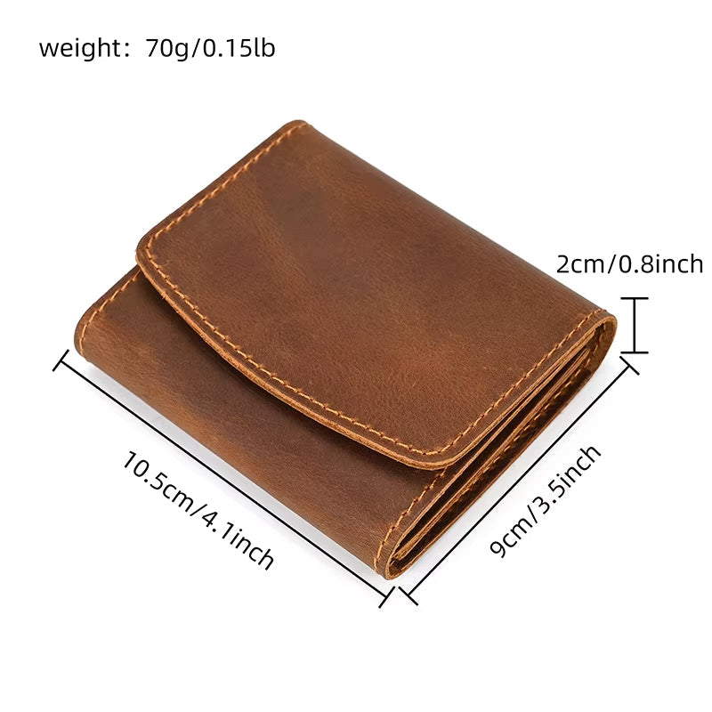 Zhuri | Vintage Bifold Cow Leather Travel Wallet with Snap Button