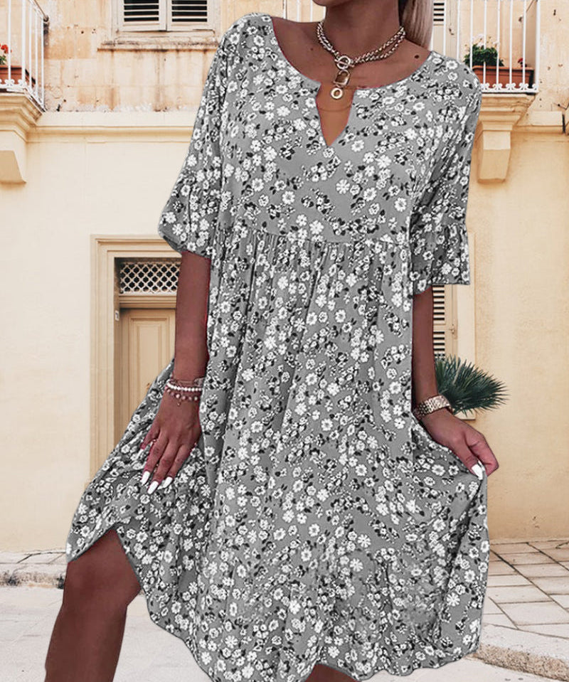 DAISY | Midi dress with floral pattern