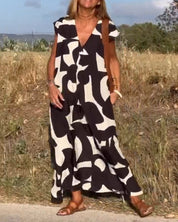 CLAIRE | Printed Maxi Dress with V-Neck