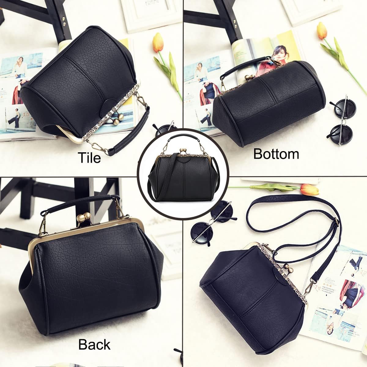 Nia | Vintage Kiss-Lock Crossbody Bag