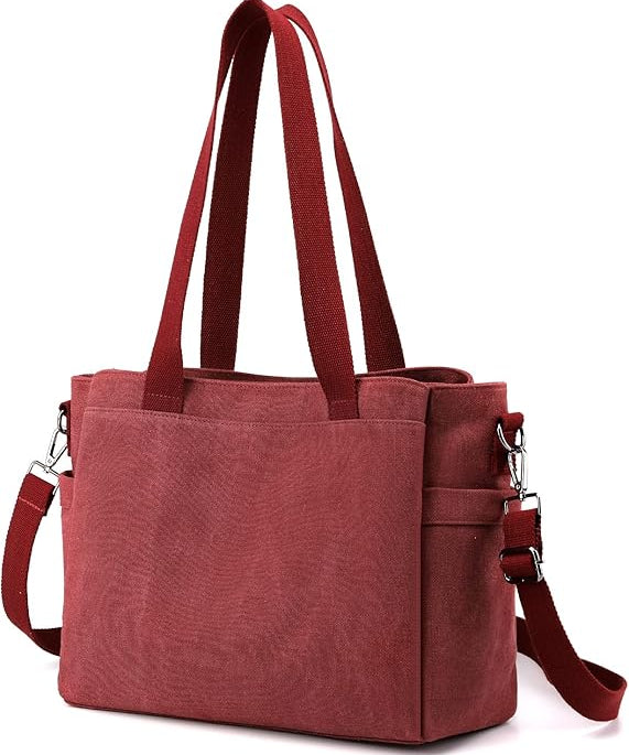Nyomi | Multi-Pocket Canvas Crossbody Tote Bag