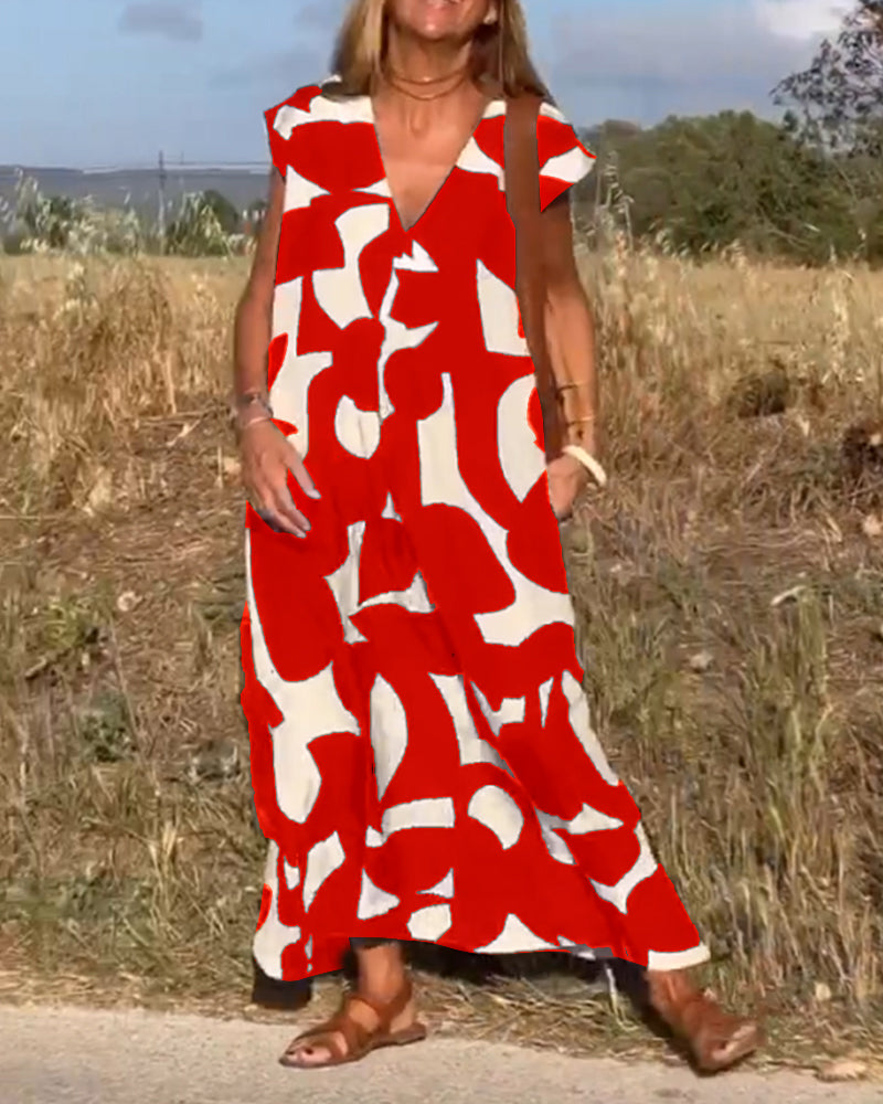 CLAIRE | Printed Maxi Dress with V-Neck