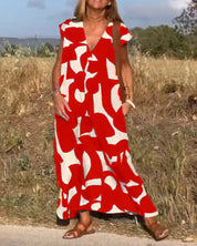 CLAIRE | Printed Maxi Dress with V-Neck