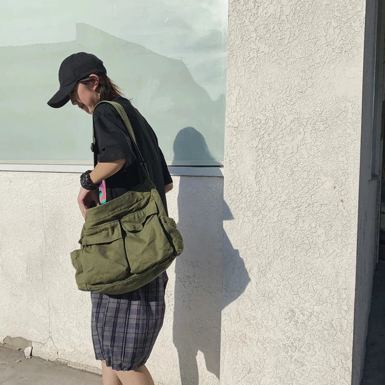 Cleo | Vintage Canvas Large Crossbody Messenger Bag