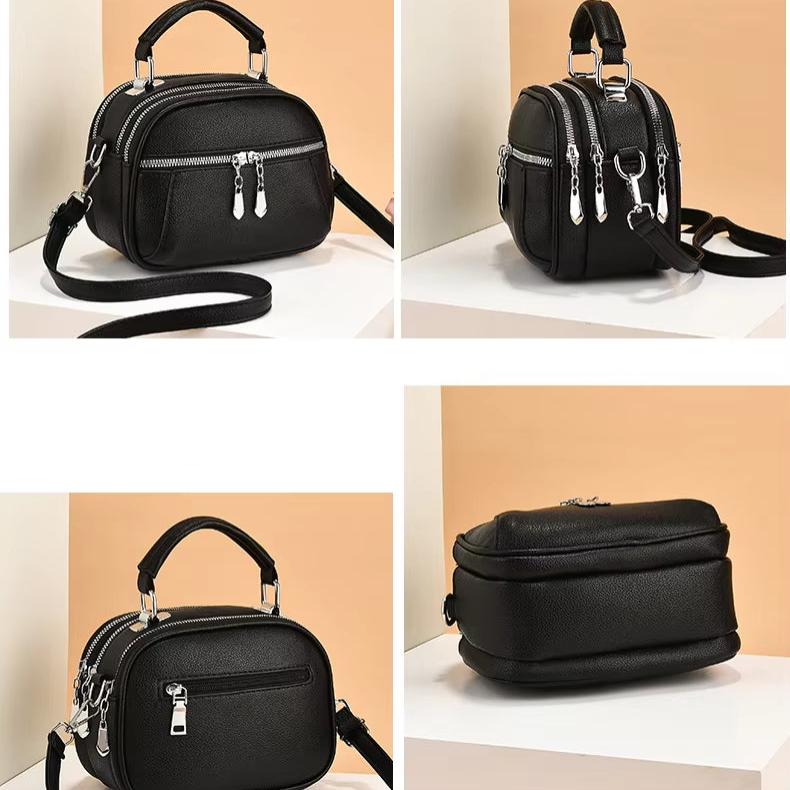 Kaeli | Small Compact Multi-Zip Crossbody Handbag