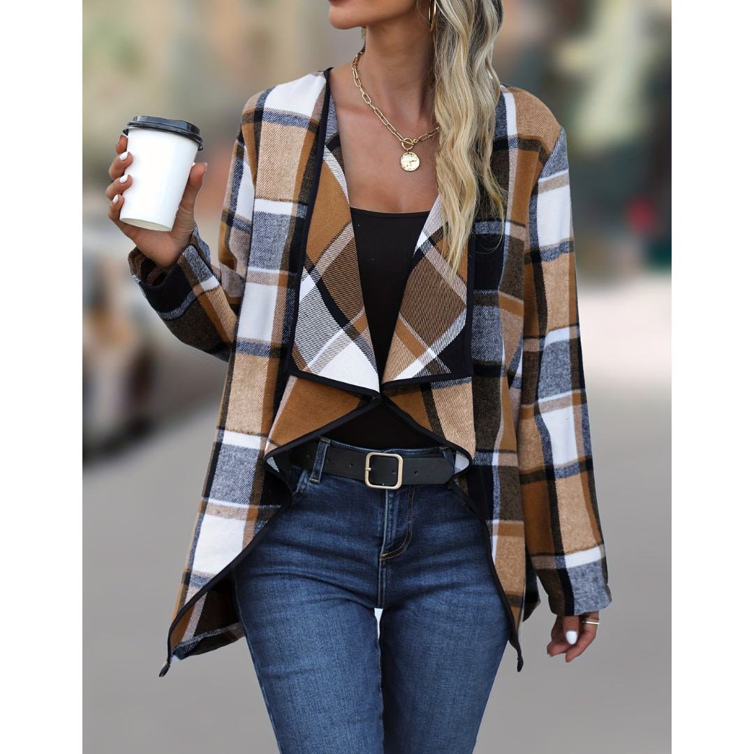 Women's Checked Long Sleeve Blazer | Stylish
