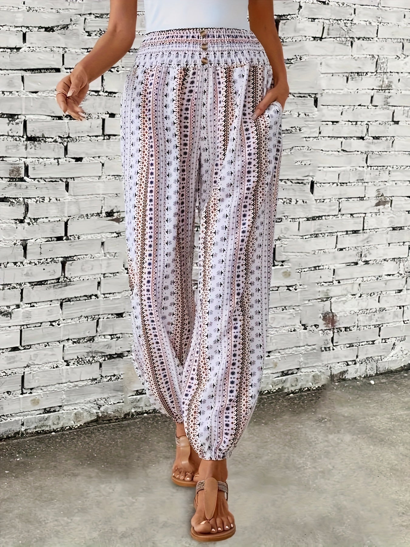 Riley | High-Waist Printed Trousers – Embrace the Boho Spirit