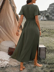 HEATHER | Elegant V-Neck Long Boho Dress