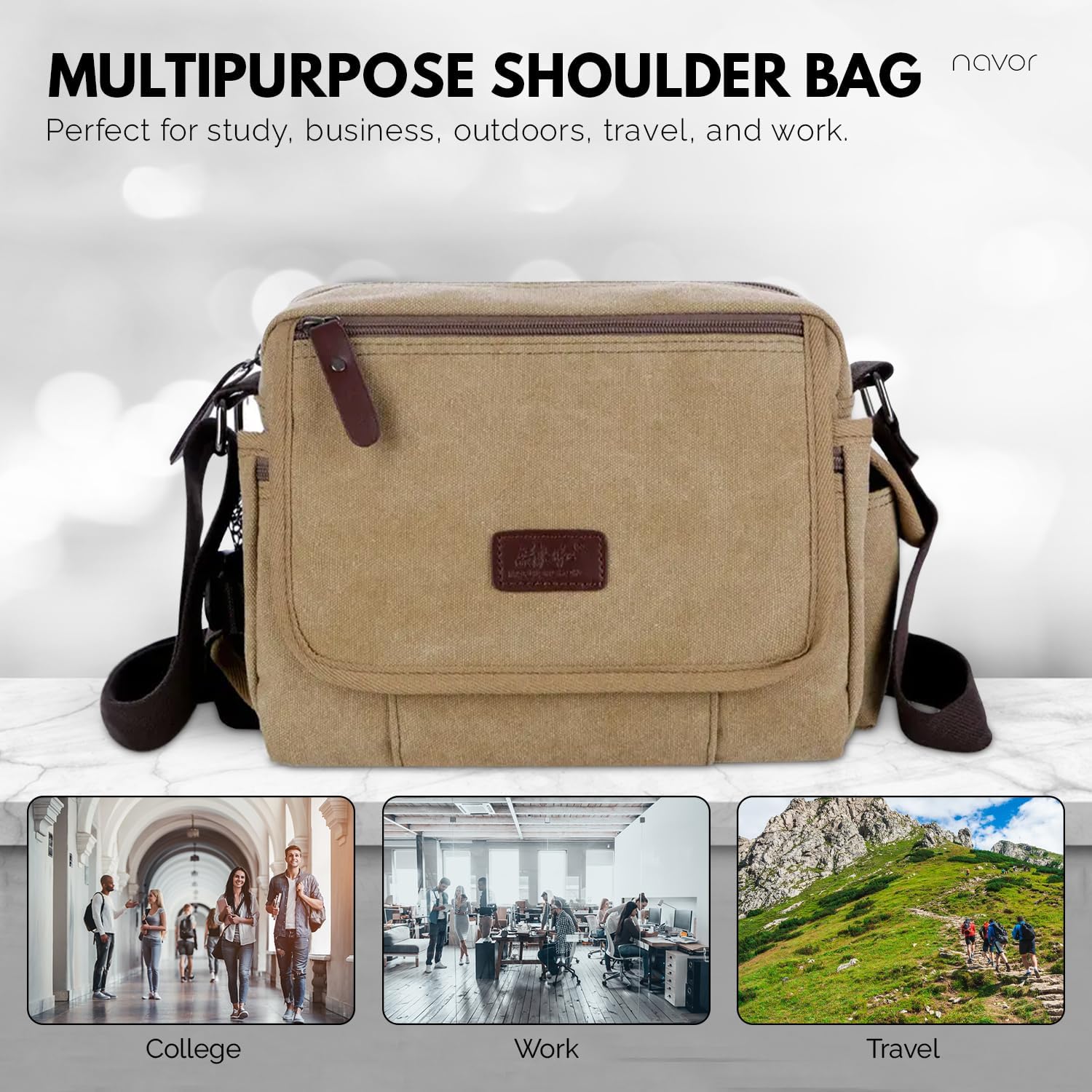 Rowan | Vintage Canvas Crossbody Messenger Bag