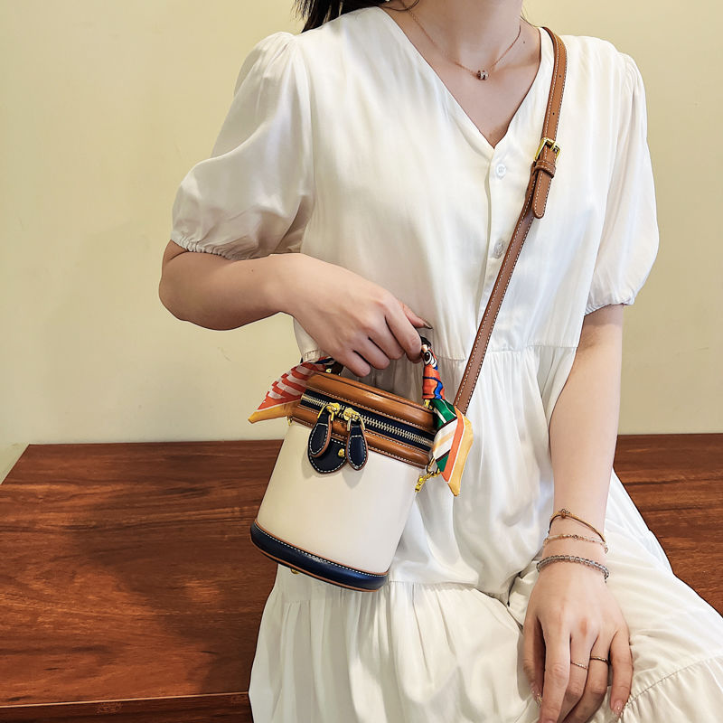 Mariah | Cylinder Crossbody Handbag with Scarf
