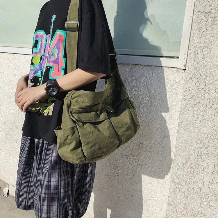Cleo | Vintage Canvas Large Crossbody Messenger Bag