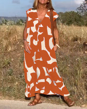 CLAIRE | Printed Maxi Dress with V-Neck