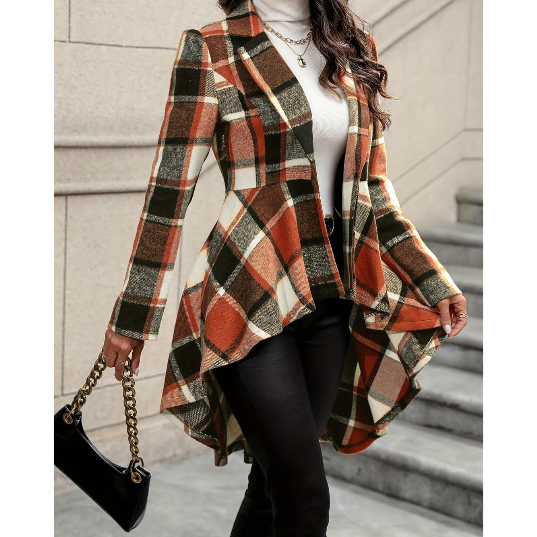 Women's Buttoned Quilted Check Blazer | Winter