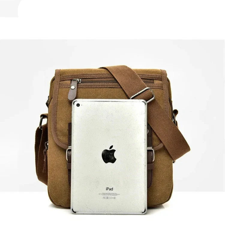 Raul | Small Multi-Pocket Canvas Crossbody Messenger Bag