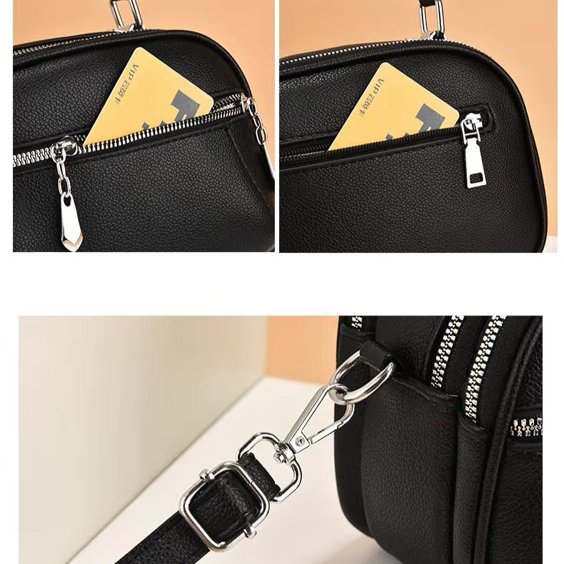 Kaeli | Small Compact Multi-Zip Crossbody Handbag