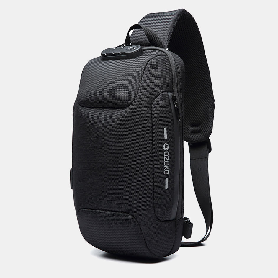 Stylish Multi-Pocket Sling Bag with Passport Lock and USB Charging Port