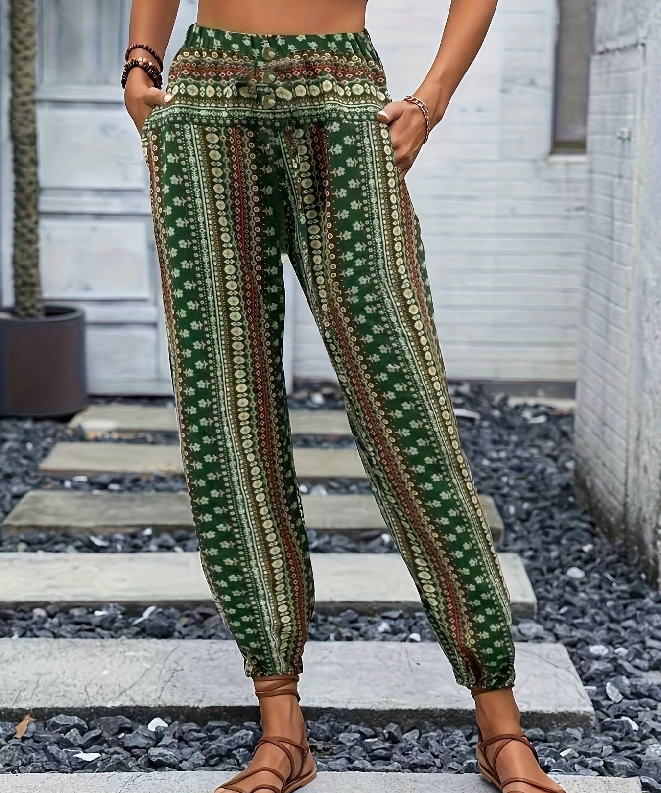 Riley | High-Waist Printed Trousers – Embrace the Boho Spirit