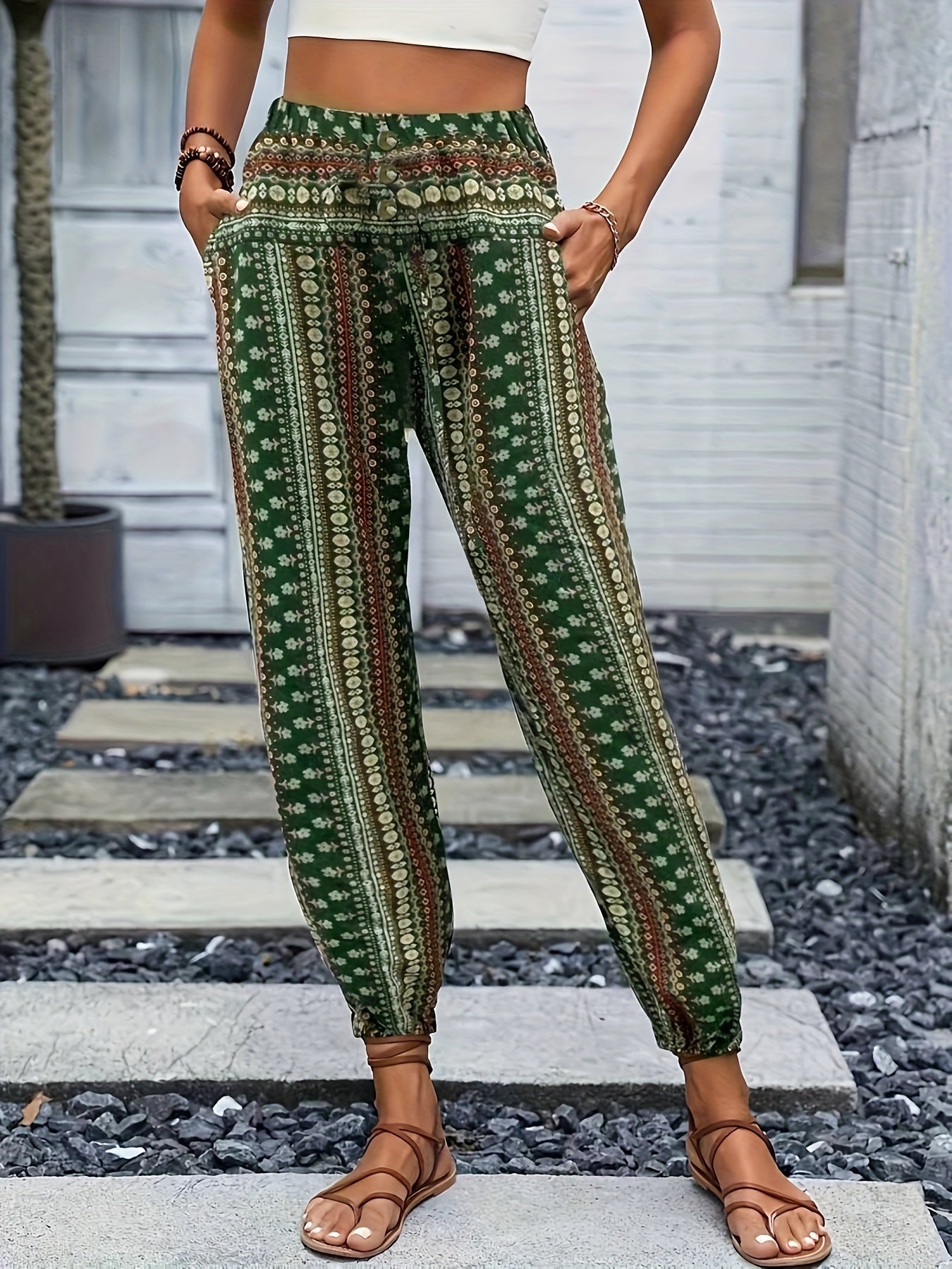 Riley | High-Waist Printed Trousers – Embrace the Boho Spirit