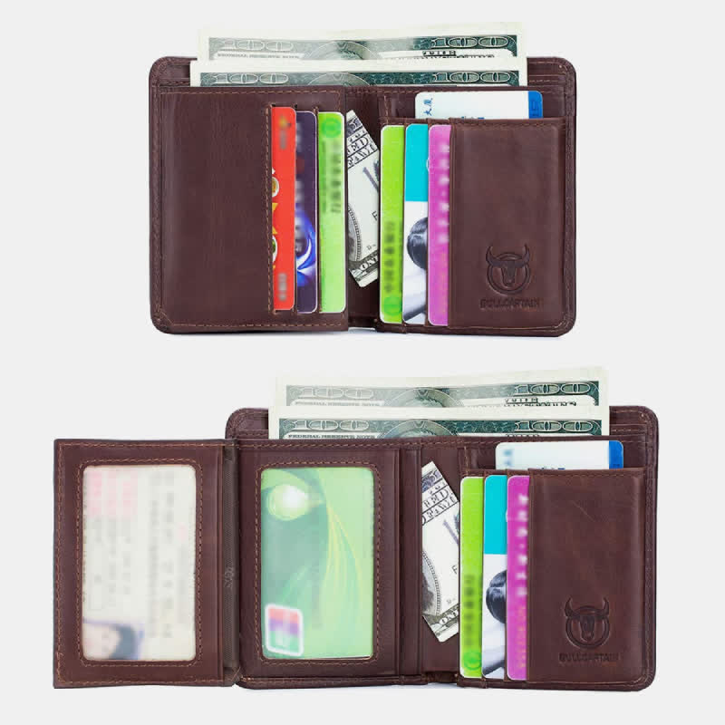 Luxury RFID-Enabled Large Capacity Genuine Leather Bifold Wallet