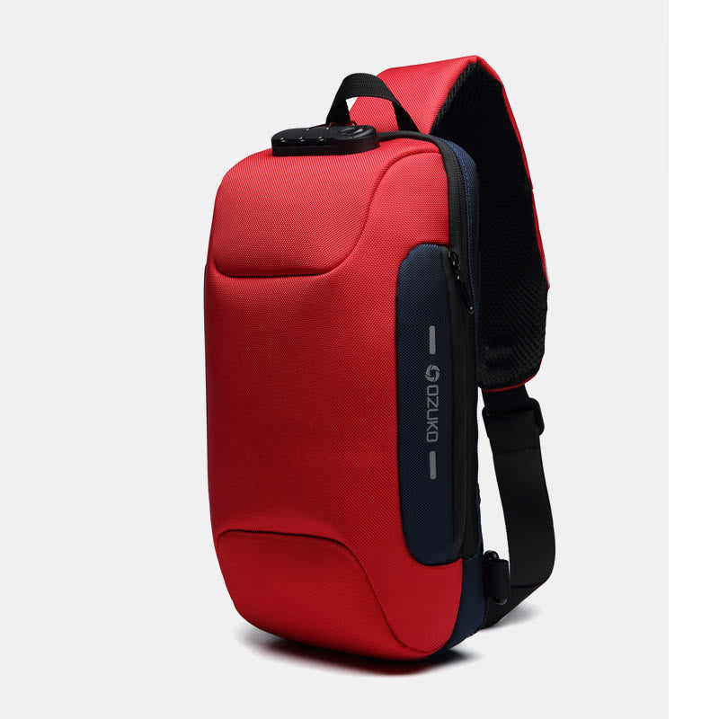 Stylish Multi-Pocket Sling Bag with Passport Lock and USB Charging Port