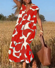 CLAIRE | Printed Maxi Dress with V-Neck