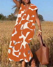 CLAIRE | Printed Maxi Dress with V-Neck