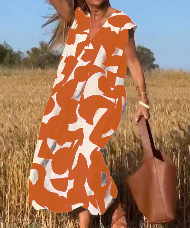 CLAIRE | Printed Maxi Dress with V-Neck