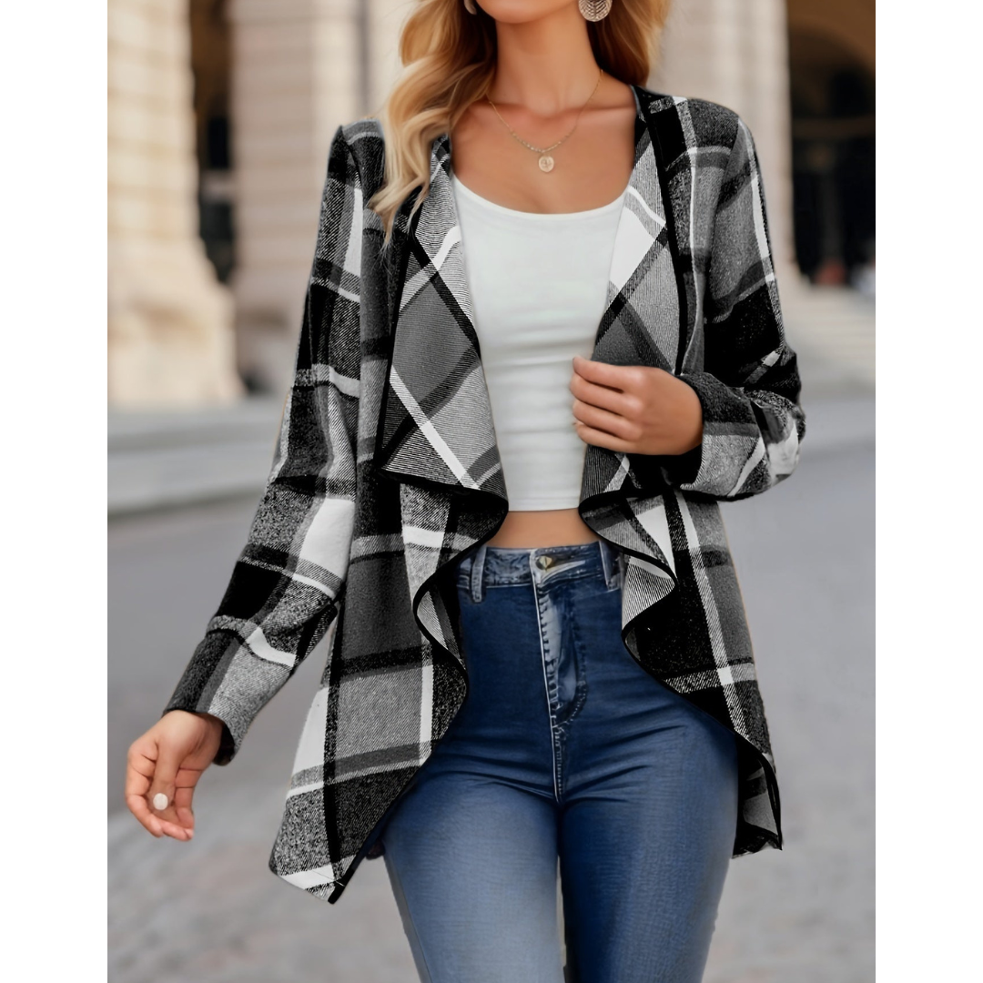 Women's Checked Long Sleeve Blazer | Stylish