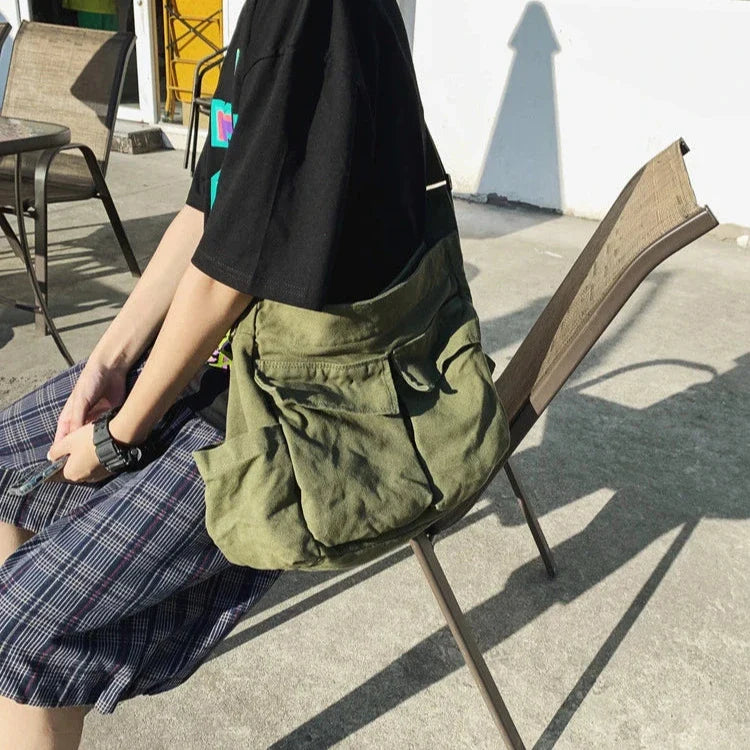 Cleo | Vintage Canvas Large Crossbody Messenger Bag