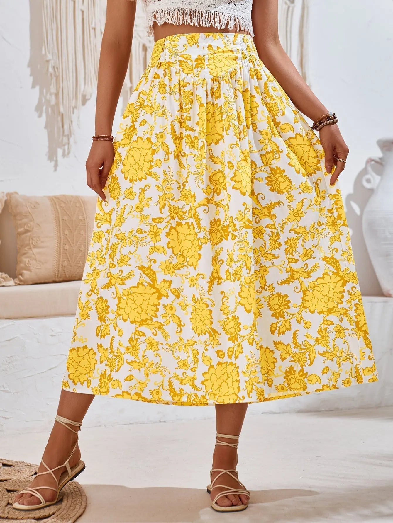 AMALIA -  Floral Print Maxi Skirt Summer - Lizabella Fashion -  -  - AMALIA - Floral Print Maxi Skirt Summer-Lizabella Fashion - #tag1# - #tag2#