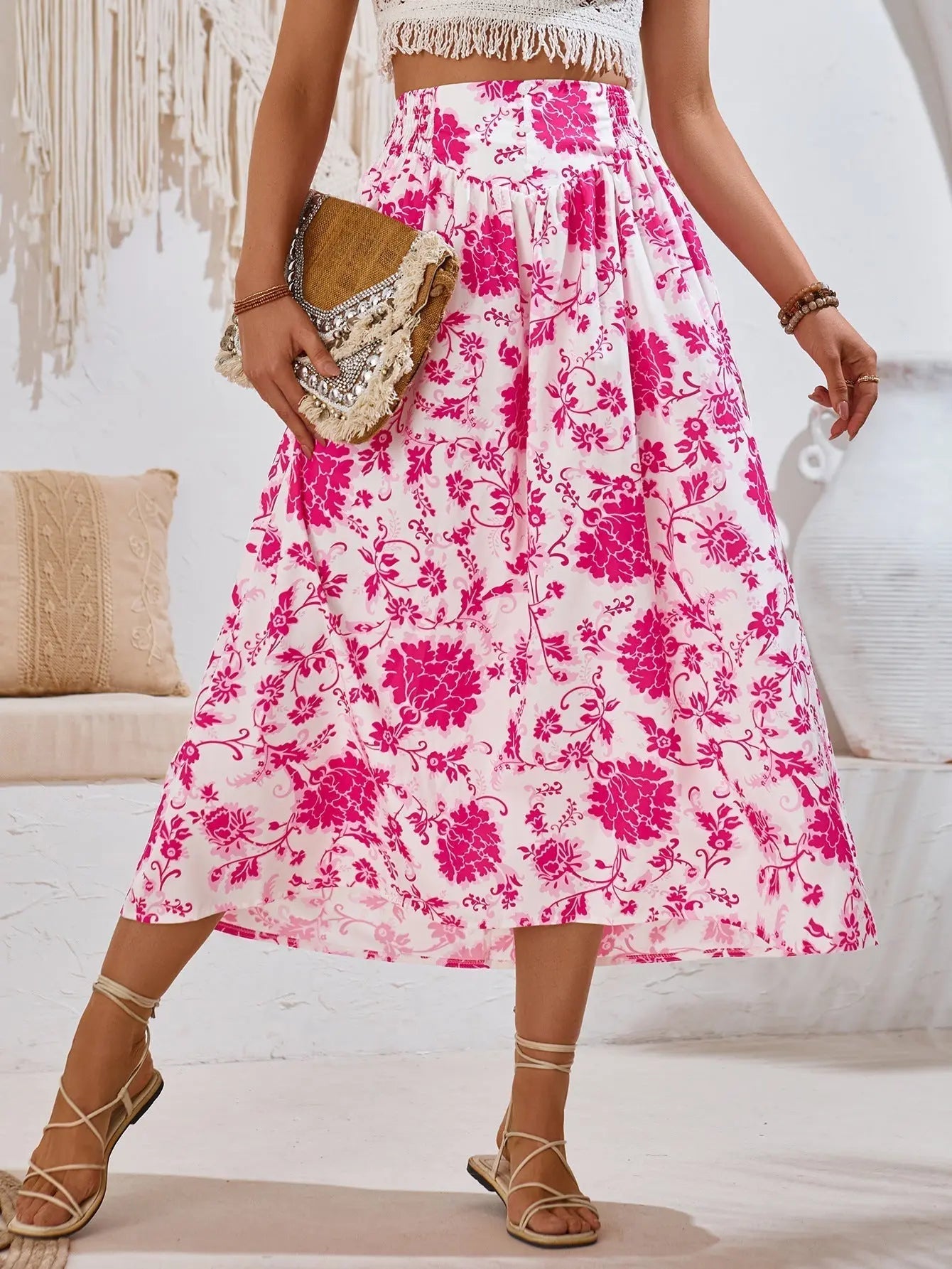 AMALIA -  Floral Print Maxi Skirt Summer - Lizabella Fashion -  -  - AMALIA - Floral Print Maxi Skirt Summer-Lizabella Fashion - #tag1# - #tag2#