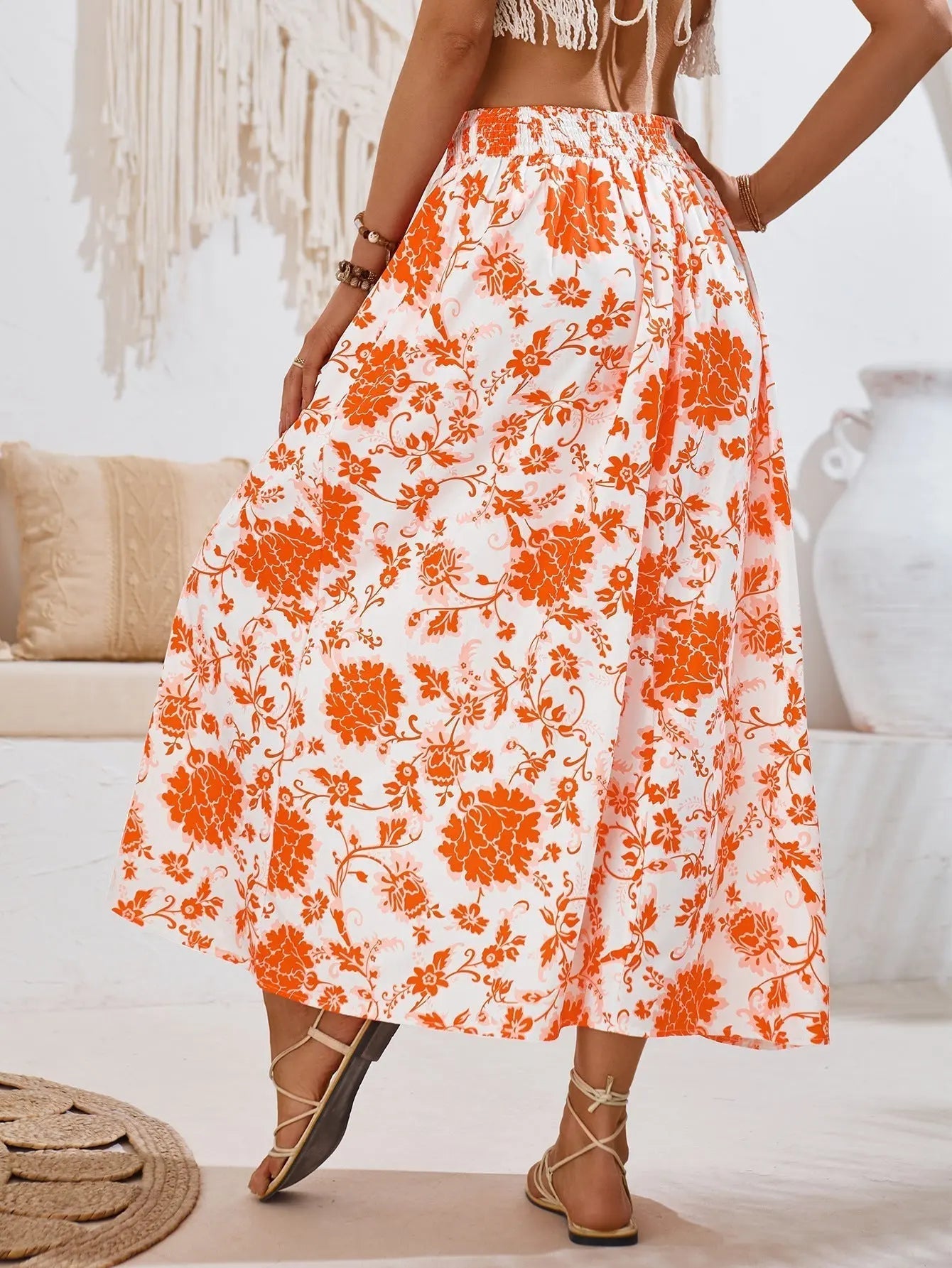 AMALIA -  Floral Print Maxi Skirt Summer - Lizabella Fashion -  -  - AMALIA - Floral Print Maxi Skirt Summer-Lizabella Fashion - #tag1# - #tag2#