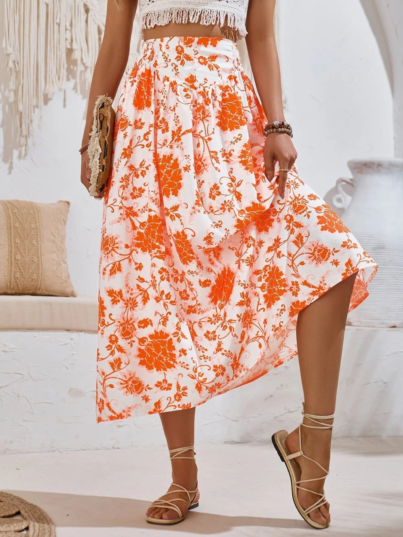 AMALIA -  Floral Print Maxi Skirt Summer - Lizabella Fashion -  -  - AMALIA - Floral Print Maxi Skirt Summer-Lizabella Fashion - #tag1# - #tag2#