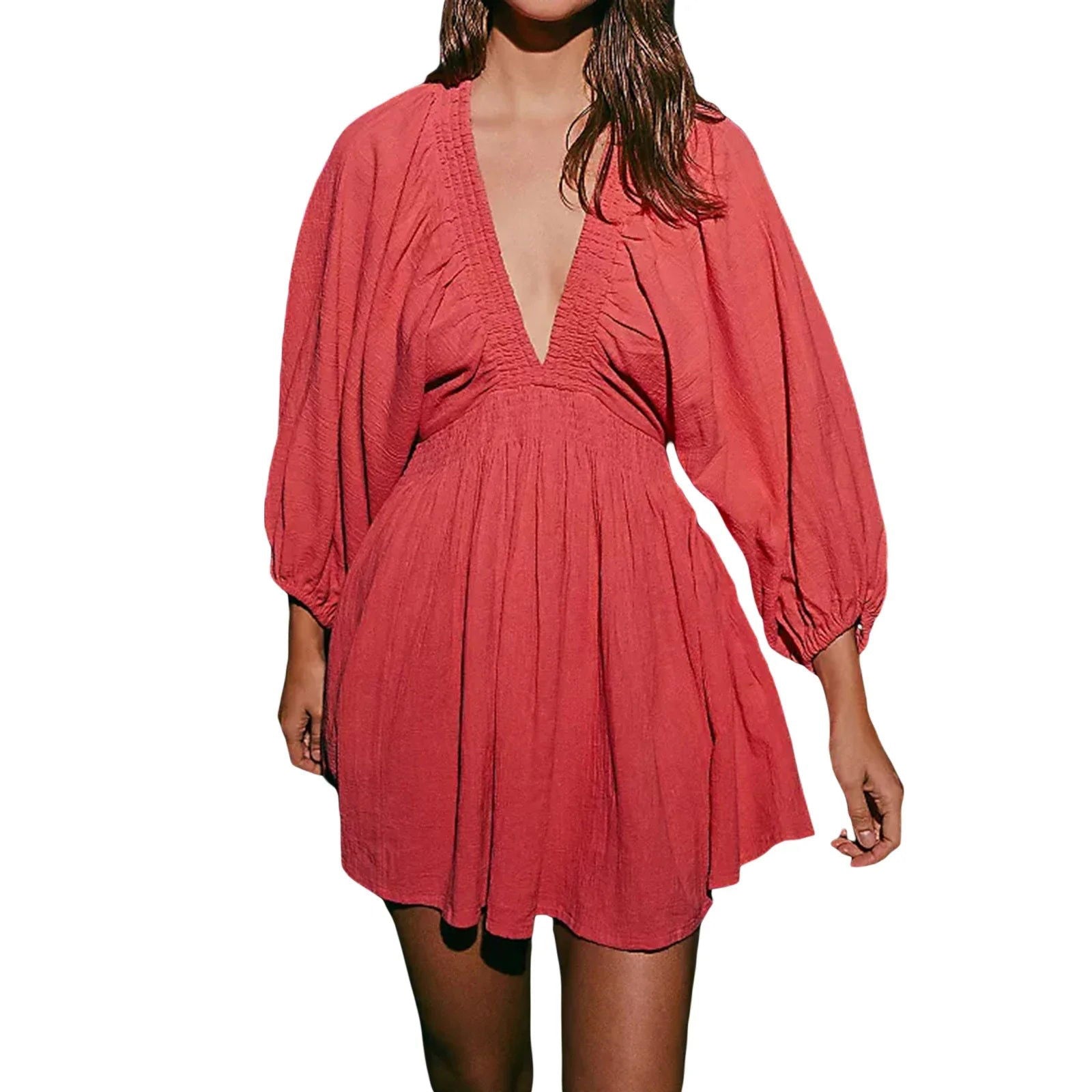 AUDREY | Chic Deep V-Neck Mini Dress for Effortless Elegance - Lizabella Fashion -  -  - AUDREY | Chic Deep V-Neck Mini Dress for Effortless Elegance - Lizabella Fashion - #tag1# - #tag2#