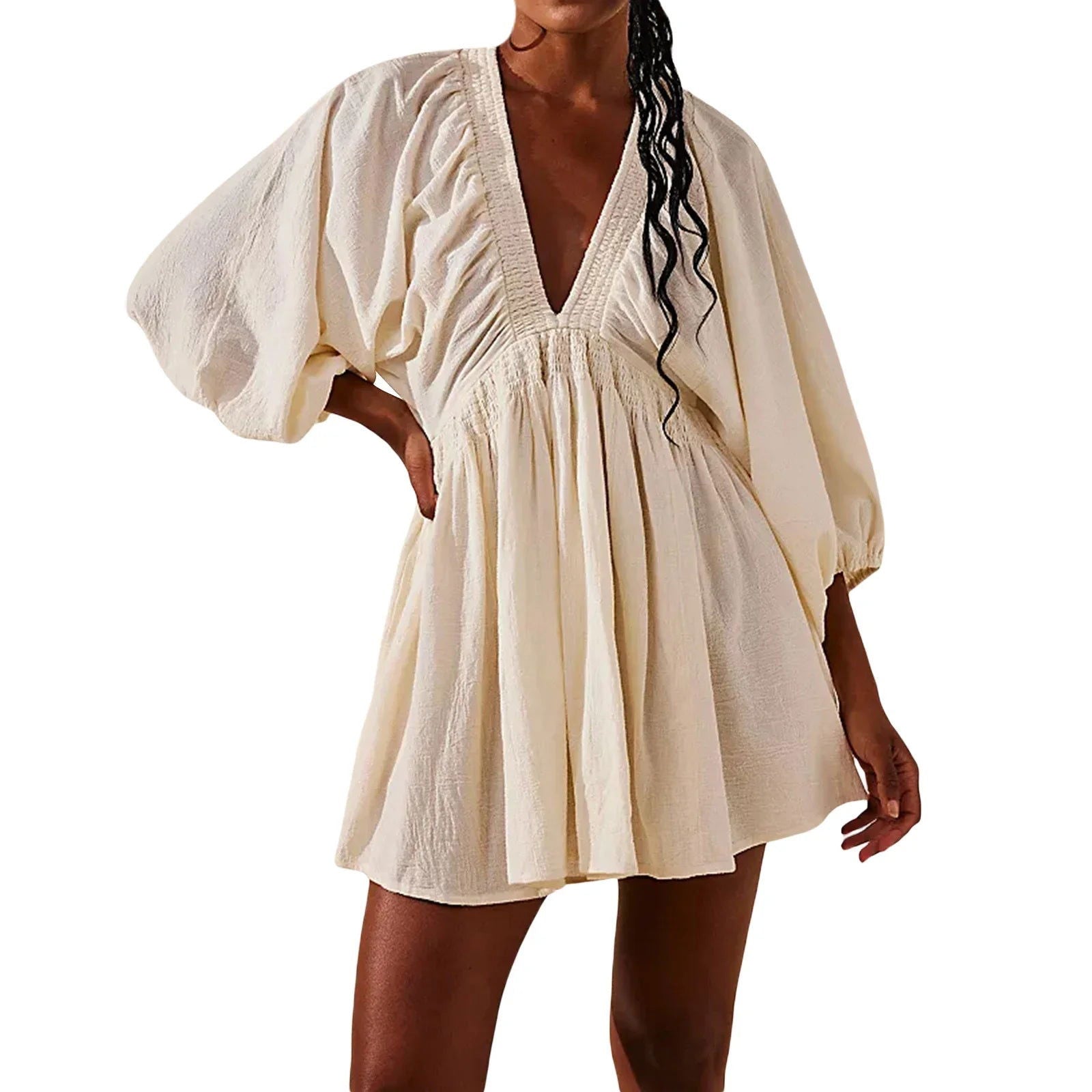 AUDREY | Chic Deep V-Neck Mini Dress for Effortless Elegance - Lizabella Fashion -  -  - AUDREY | Chic Deep V-Neck Mini Dress for Effortless Elegance - Lizabella Fashion - #tag1# - #tag2#
