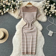 Adeline | Stylish Striped Knit Beach Dress - Lizabella Fashion -  -  - Adeline | Stylish Striped Knit Beach Dress - Lizabella Fashion - #tag1# - #tag2#