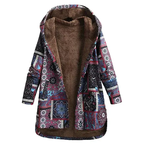 Mavis | Warm Lining Boho Patchwork Hoodie Jacket