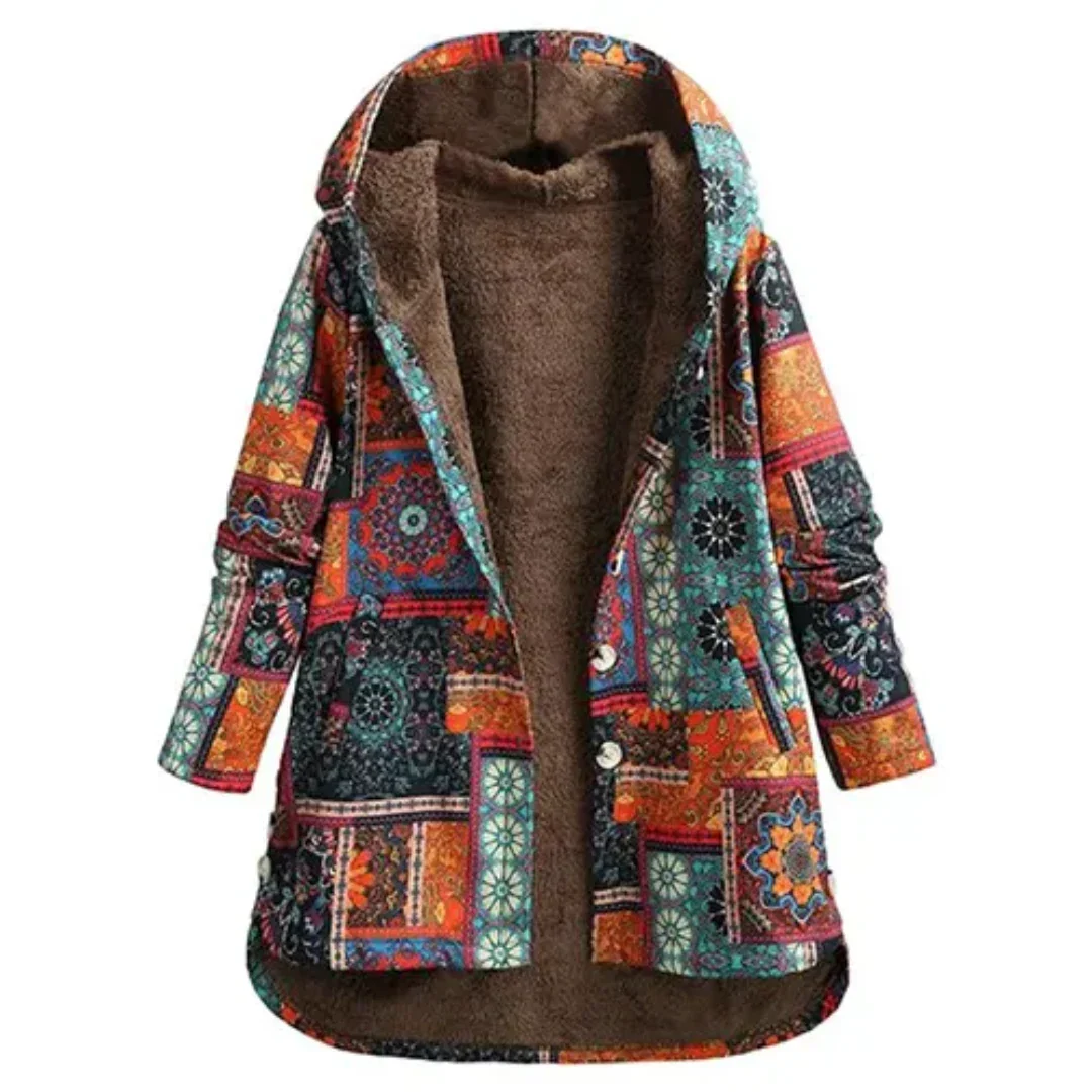Mavis | Warm Lining Boho Patchwork Hoodie Jacket
