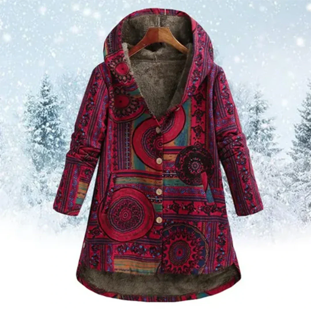 Mavis | Warm Lining Boho Patchwork Hoodie Jacket