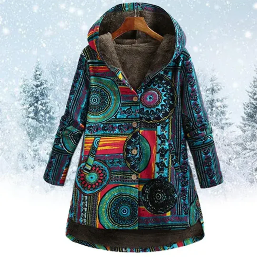 Mavis | Warm Lining Boho Patchwork Hoodie Jacket