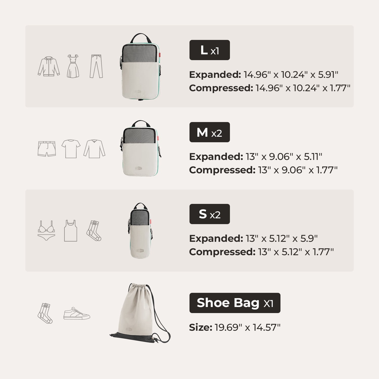 Ultimate 6-Piece Compression Travel Packing Cube Set