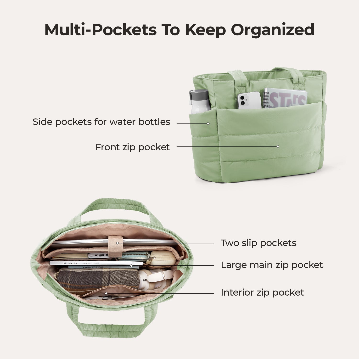 Stylish Bagsmart 20L Puffy Tote with Dedicated 15.6" Laptop Storage
