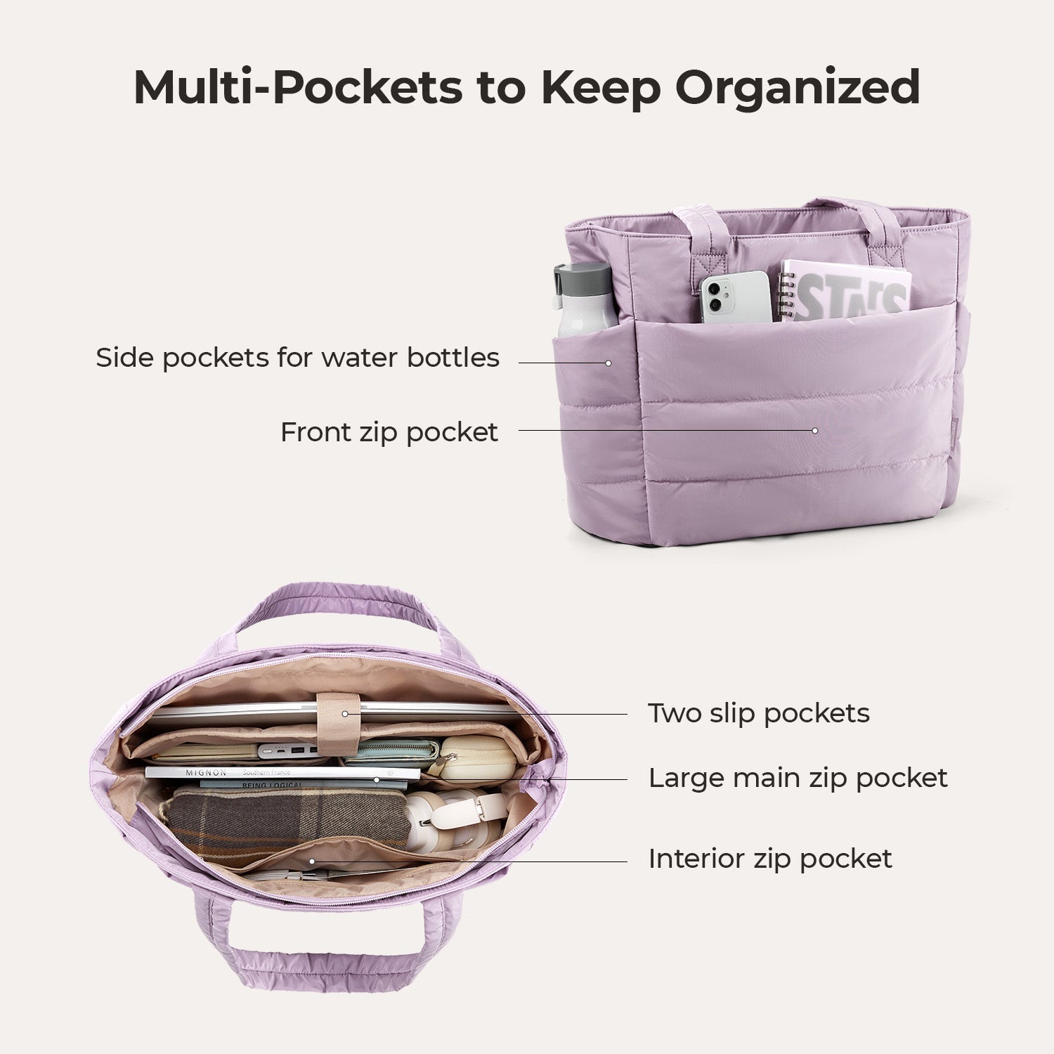 Stylish Bagsmart 20L Puffy Tote with Dedicated 15.6" Laptop Storage