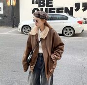 Zaniyah | Fashionable Women's Cozy Collar Leather Jacket