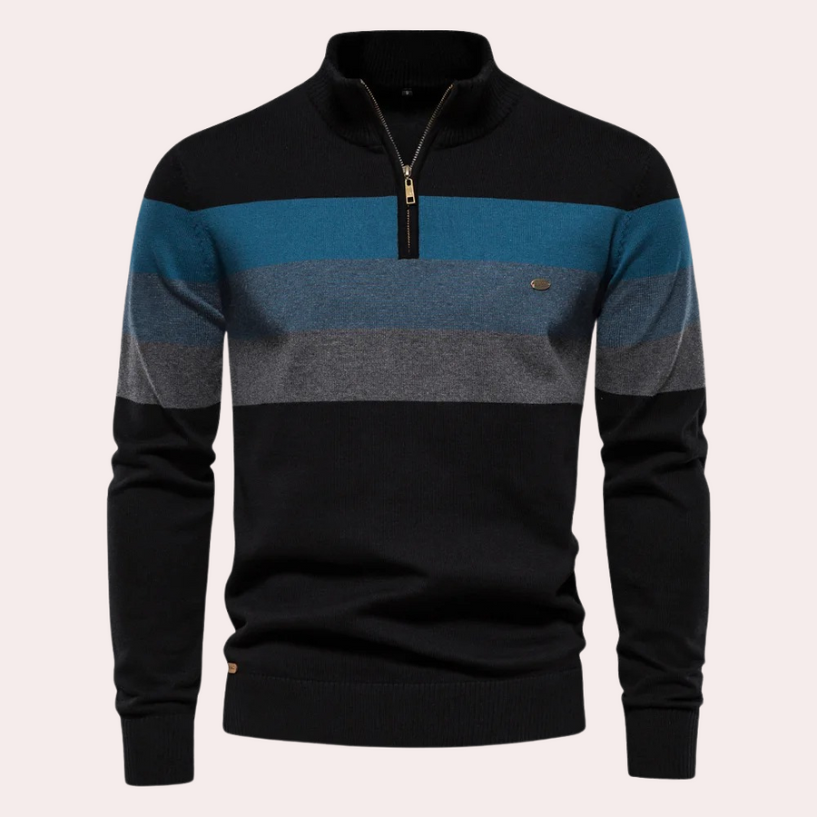Adam | Half-Zip Sweater – Modern Striped Look for Men